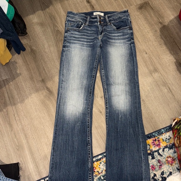 BKE Flare Wide Leg Jeans in Faded Blue - Picture 1 of 4